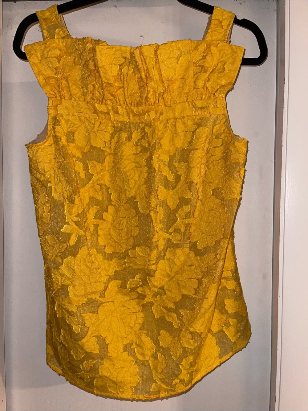 Anthropologie Yellow Floral Lace Square-Neck Tank